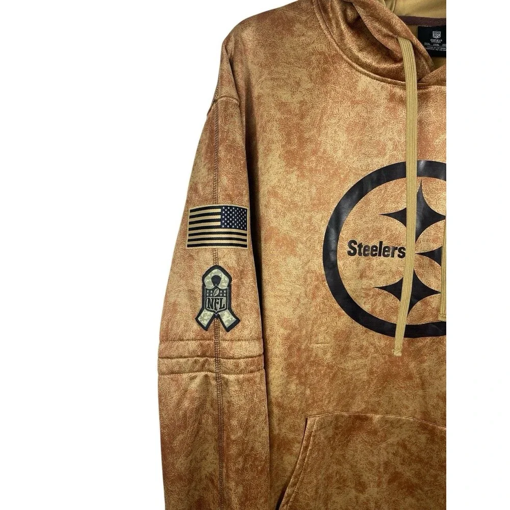 Nike NFL Pittsburgh Steelers Salute to Service Brown Hoodie Men’s XXXL